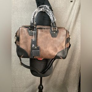 NWT Pink Haley Kiara Colorblock Satchel Brown/Black